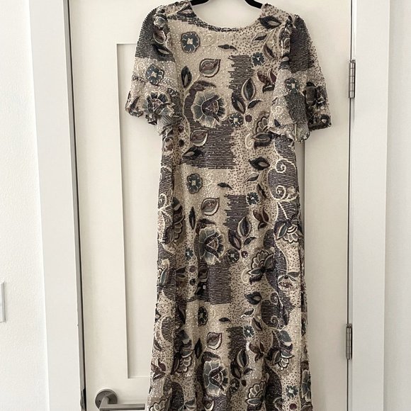 long kimono sleeve dress Draped and Kimono Sleeve Viscose Satin Long Dress – John Paul Ataker main image 0
